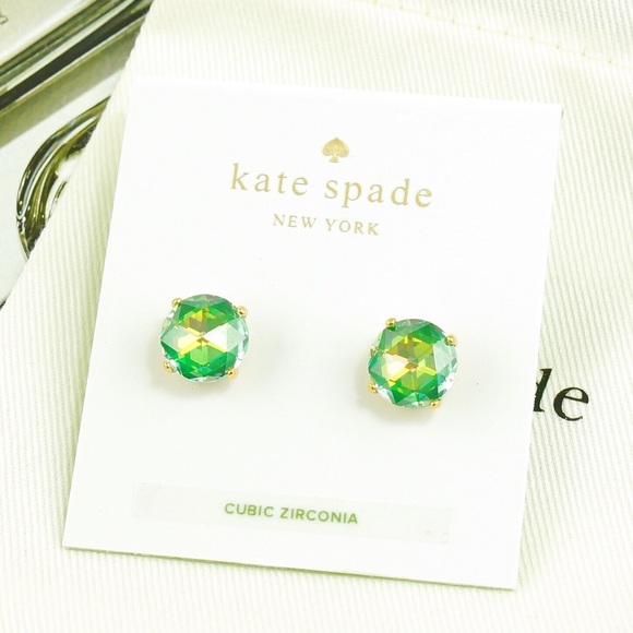 Kate Spade round bright ideal earring Emerald Gold